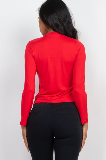 Mock Neck Solid Long Sleeve Top - Capella Apparel