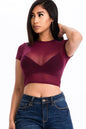 Sexy Mesh Sheer Short Sleeve Crop Top - Wholesale Capella Apparel