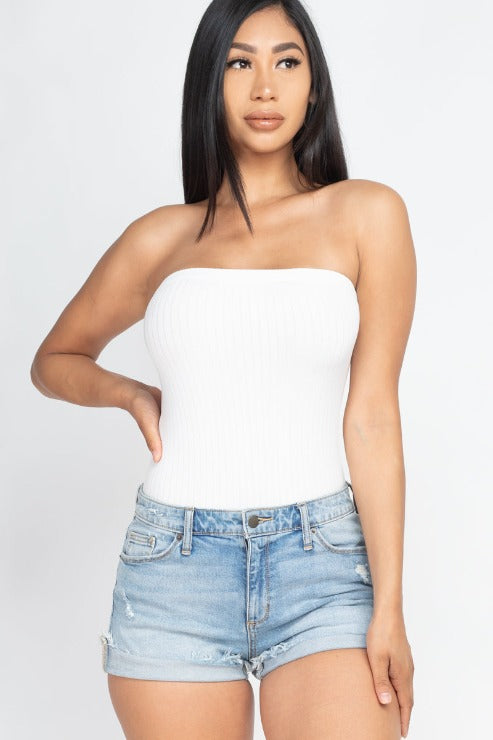 Tube Top Ribbed Bodysuit - Wholesale Capella Apparel