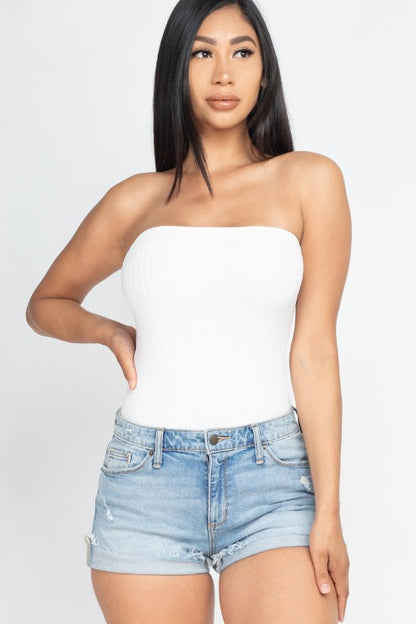 Tube Top Ribbed Bodysuit - Wholesale Capella Apparel