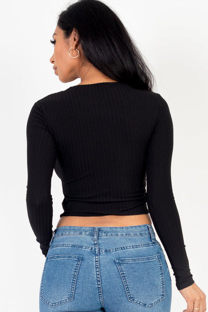 Long Sleeve Round Neck Basic Crop Top (CAPELLA) - Capella Apparel