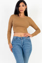 Long Sleeve Round Neck Basic Crop Top - Wholesale Capella Apparel