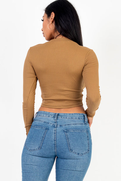 Long Sleeve Round Neck Basic Crop Top (CAPELLA) - Capella Apparel