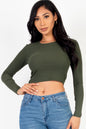 Long Sleeve Round Neck Basic Crop Top - Wholesale Capella Apparel