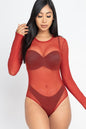 Sexy Sheer Mesh Long Sleeve Bodysuit - Wholesale Capella Apparel