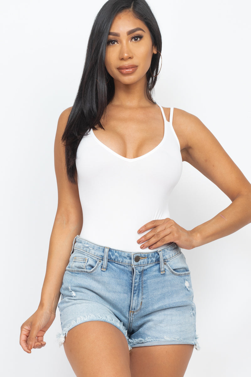 Crisscross Back Sexy Bodysuit Top - Wholesale Capella Apparel