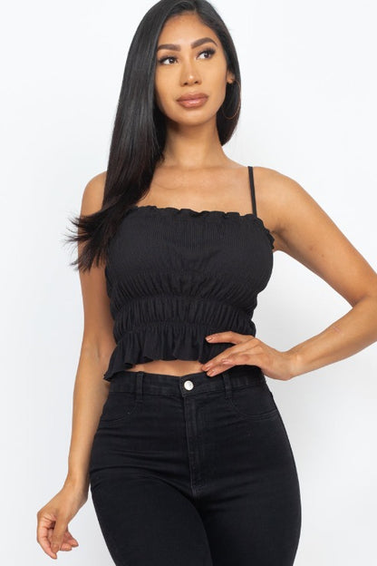 Tiered Shirred Body Crop Top - Wholesale Capella Apparel