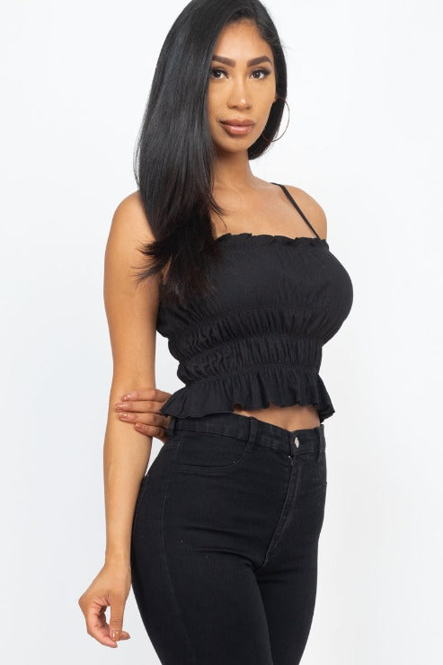 Tiered Shirred Body Crop Top - Wholesale Capella Apparel