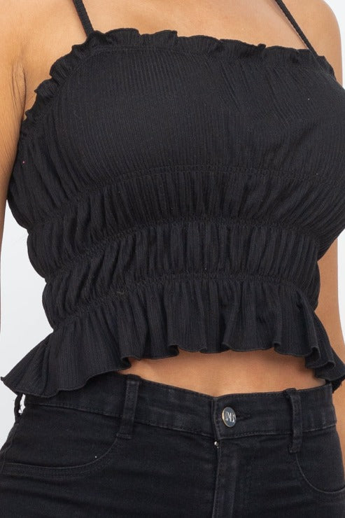 Tiered Shirred Body Crop Top - Wholesale Capella Apparel