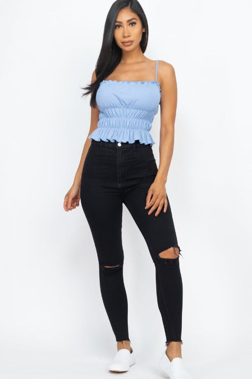 Tiered Shirred Body Crop Top - Wholesale Capella Apparel