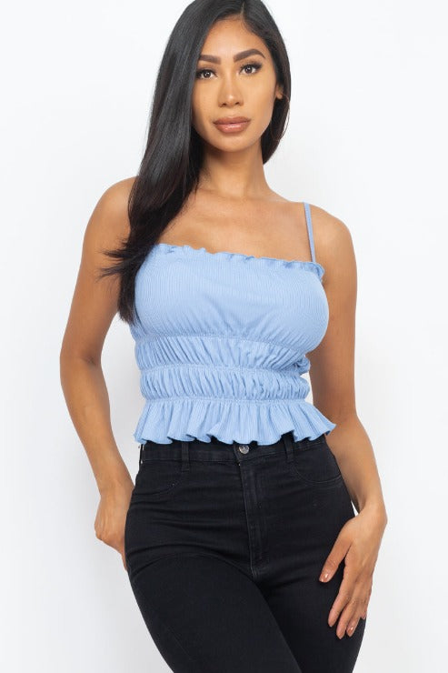 Tiered Shirred Body Crop Top - Wholesale Capella Apparel