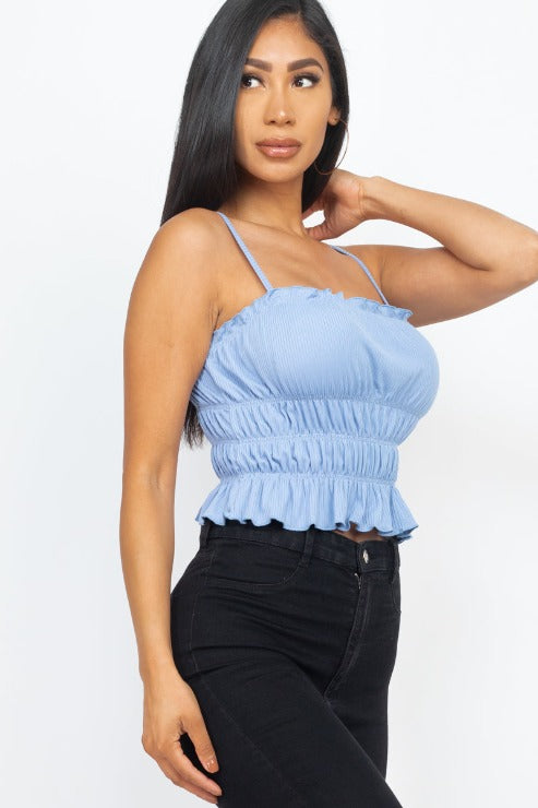 Tiered Shirred Body Crop Top - Wholesale Capella Apparel