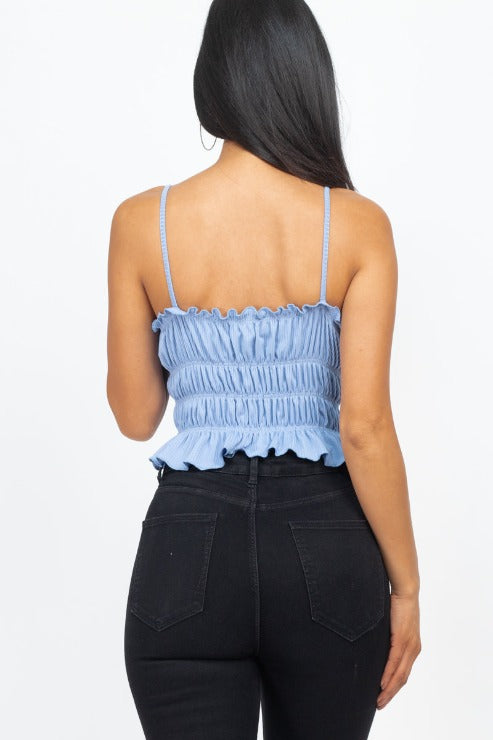 Tiered Shirred Body Crop Top - Wholesale Capella Apparel