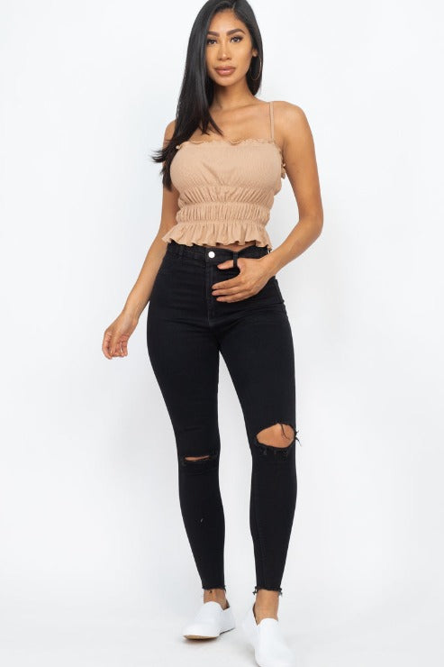 Tiered Shirred Body Crop Top - Wholesale Capella Apparel