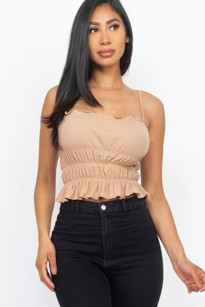 Tiered Shirred Body Crop Top - Wholesale Capella Apparel