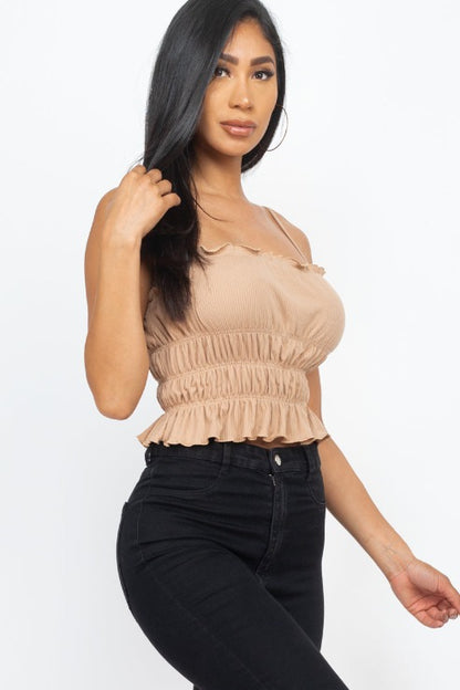 Tiered Shirred Body Crop Top - Wholesale Capella Apparel