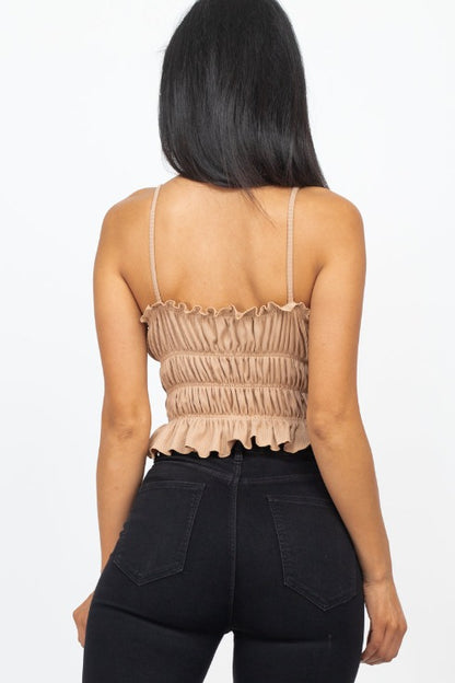 Tiered Shirred Body Crop Top - Wholesale Capella Apparel