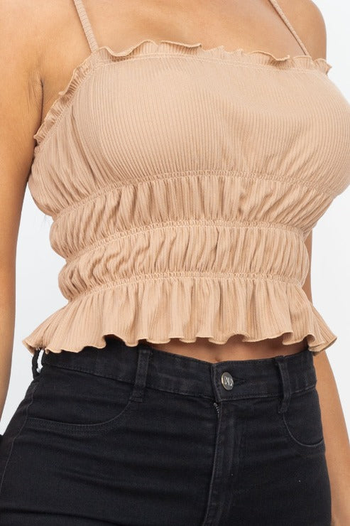 Tiered Shirred Body Crop Top - Wholesale Capella Apparel