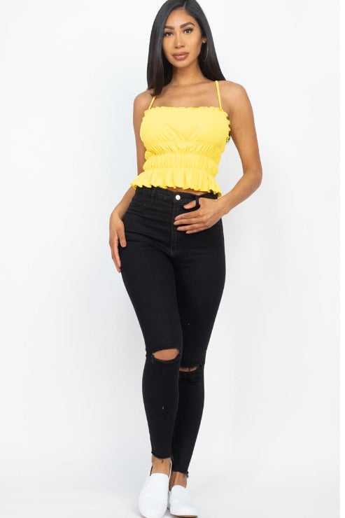 Tiered Shirred Body Crop Top - Wholesale Capella Apparel