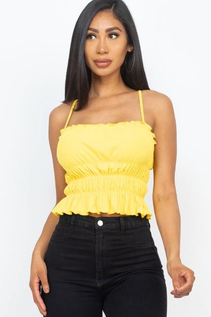 Tiered Shirred Body Crop Top - Wholesale Capella Apparel