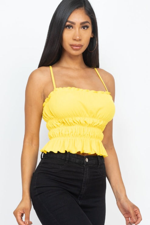 Tiered Shirred Body Crop Top - Wholesale Capella Apparel