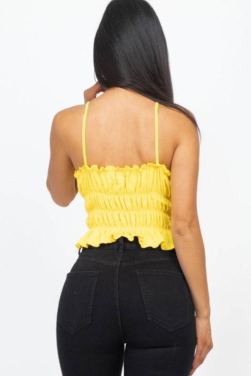 Tiered Shirred Body Crop Top - Wholesale Capella Apparel