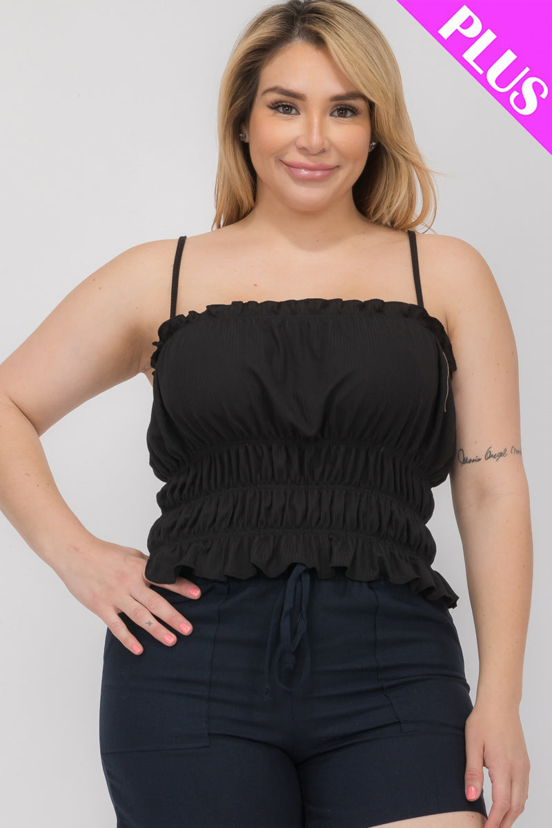 Plus Size Tiered Shirred Body Crop Top - Capella Apparel