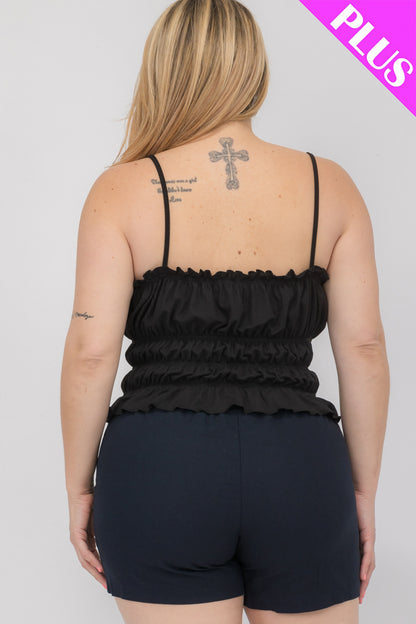 Plus Size Tiered Shirred Body Crop Top - Capella Apparel