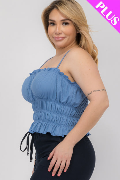 Plus Size Tiered Shirred Body Crop Top - Capella Apparel