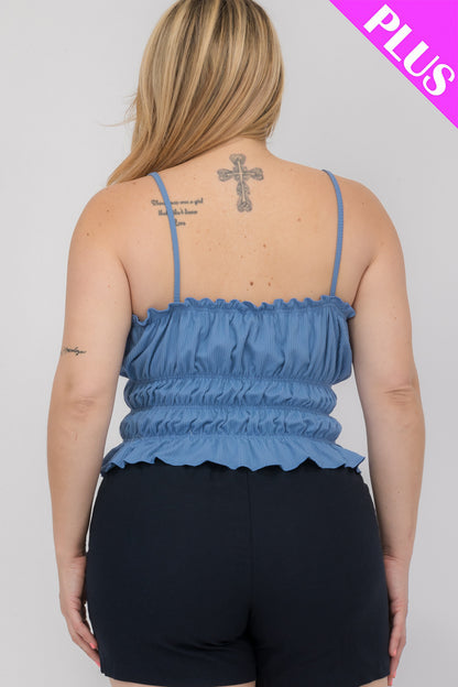 Plus Size Tiered Shirred Body Crop Top - Capella Apparel