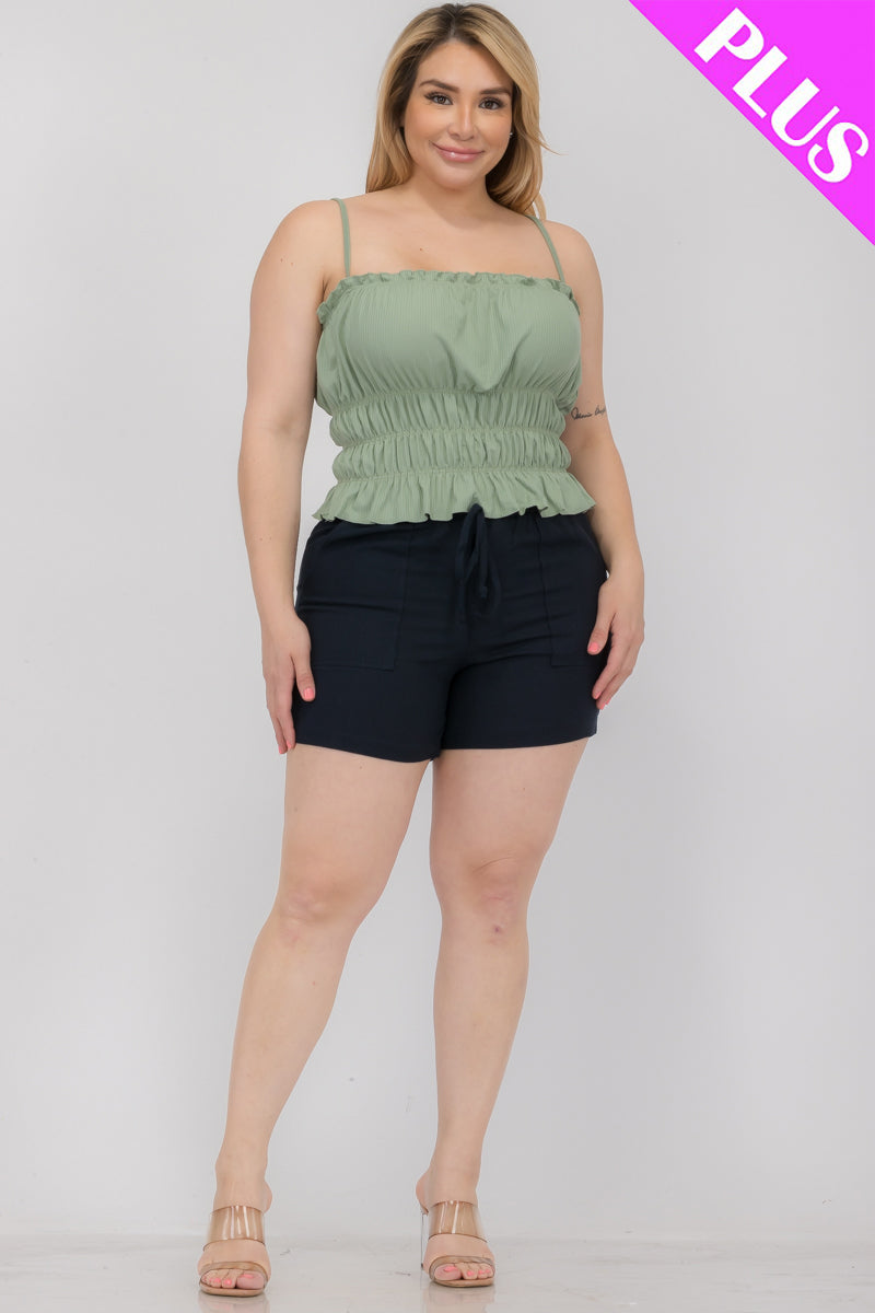 Plus Size Tiered Shirred Body Crop Top - Capella Apparel