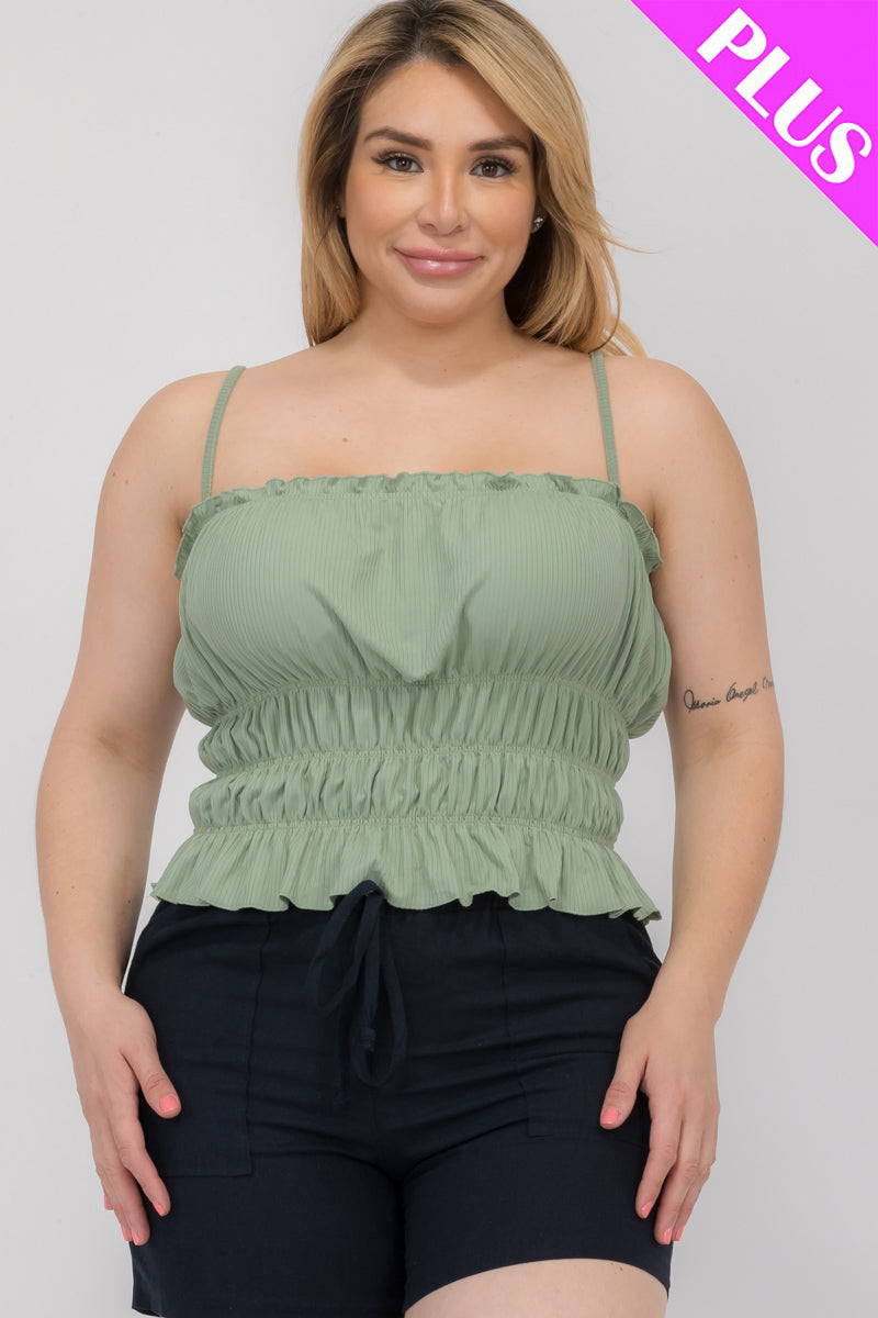 Plus Size Tiered Shirred Body Crop Top - Capella Apparel