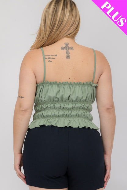 Plus Size Tiered Shirred Body Crop Top - Capella Apparel