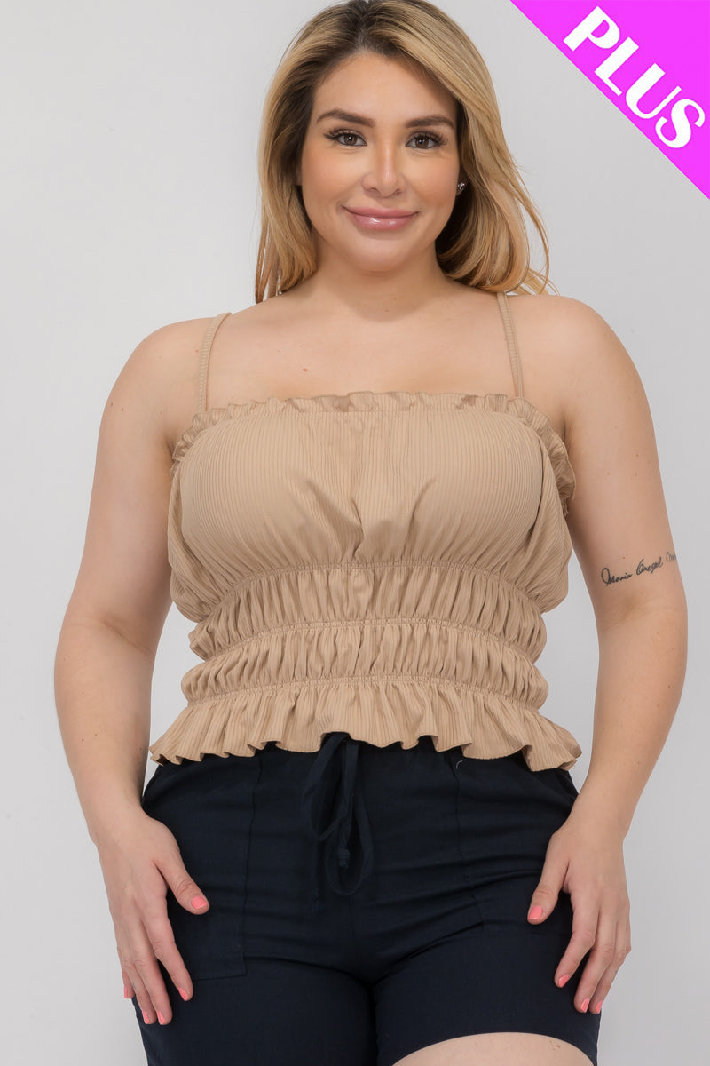 Plus Size Tiered Shirred Body Crop Top - Capella Apparel