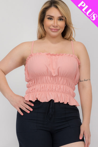 Plus Size Tiered Shirred Body Crop Top - Capella Apparel