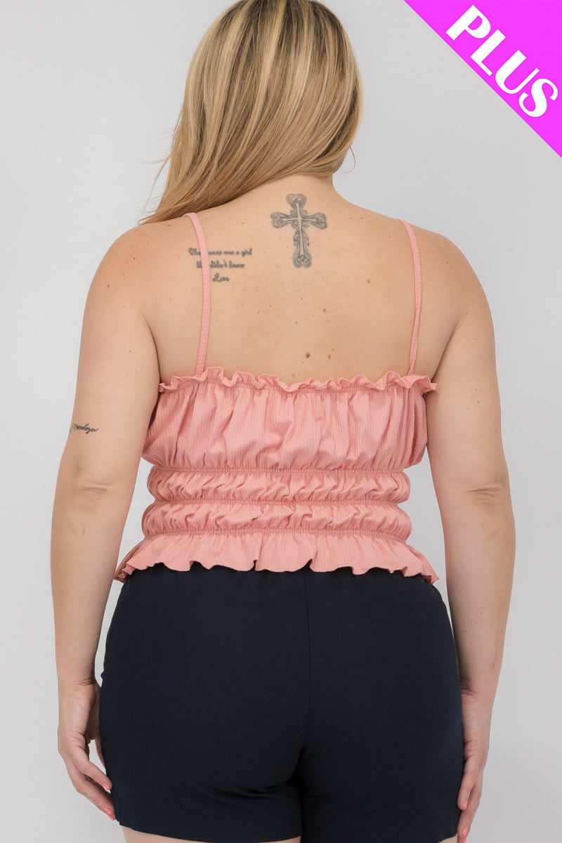 Plus Size Tiered Shirred Body Crop Top - Capella Apparel