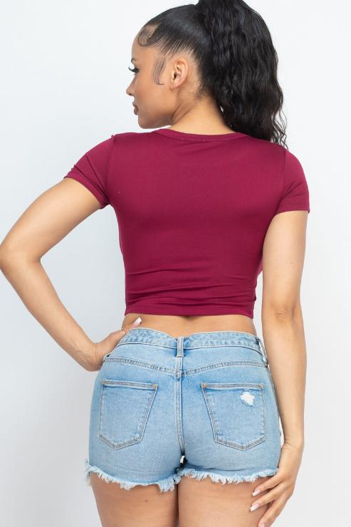 Short Sleeve Roundneck Crop Top - Wholesale Capella Apparel