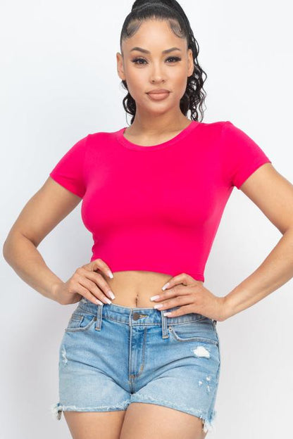 Short Sleeve Roundneck Crop Top - Wholesale Capella Apparel