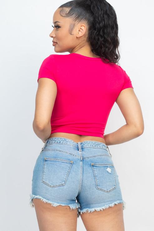 Short Sleeve Roundneck Crop Top - Wholesale Capella Apparel