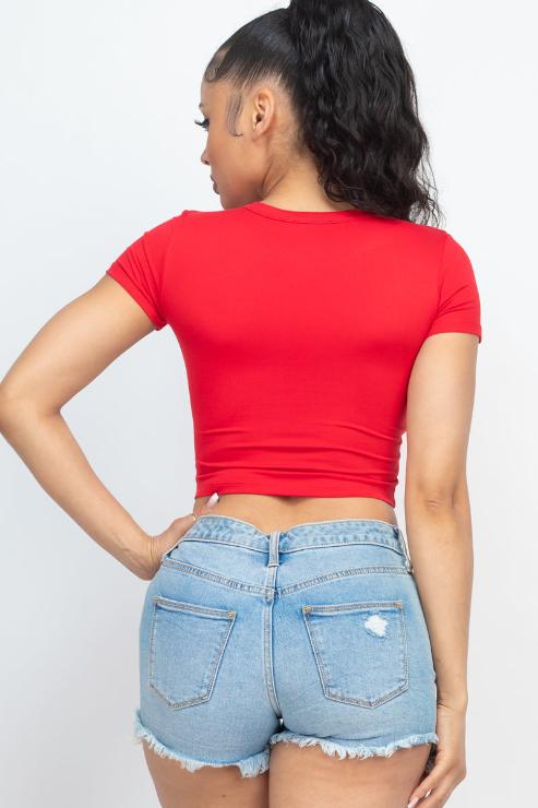 Short Sleeve Roundneck Crop Top - Wholesale Capella Apparel