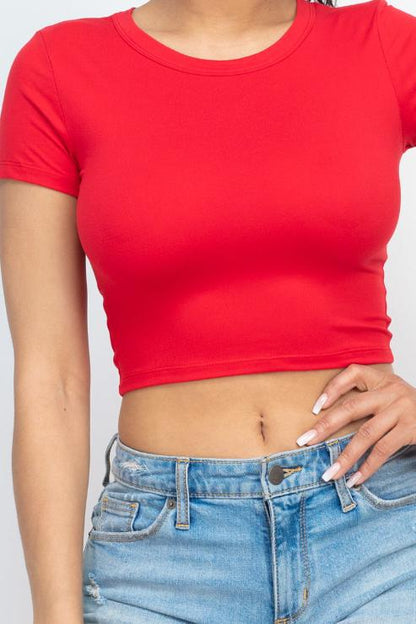 Short Sleeve Roundneck Crop Top - Wholesale Capella Apparel