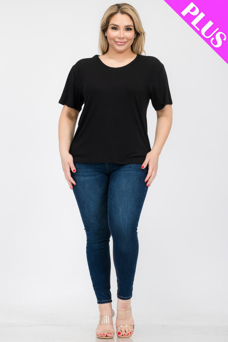 Plus Size Basic Short Sleeve T-shirt (CAPELLA) - Capella Apparel