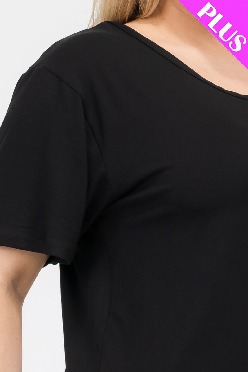 Plus Size Basic Short Sleeve T-shirt (CAPELLA) - Capella Apparel