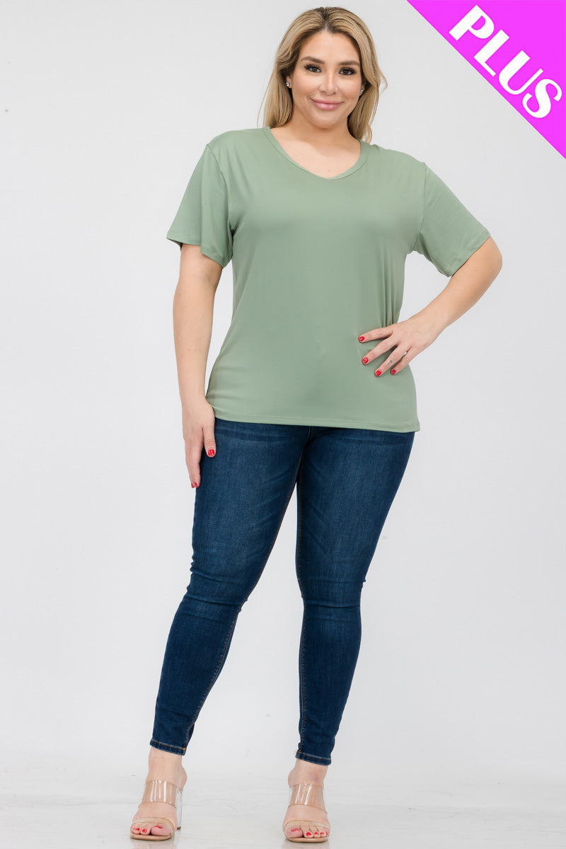 Plus Size Basic Short Sleeve T-shirt (CAPELLA) - Capella Apparel