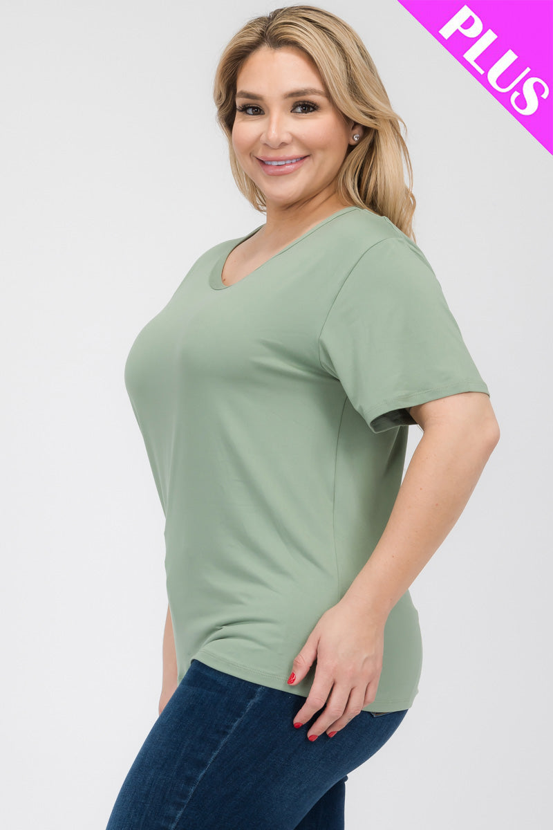 Plus Size Basic Short Sleeve T-shirt (CAPELLA) - Capella Apparel
