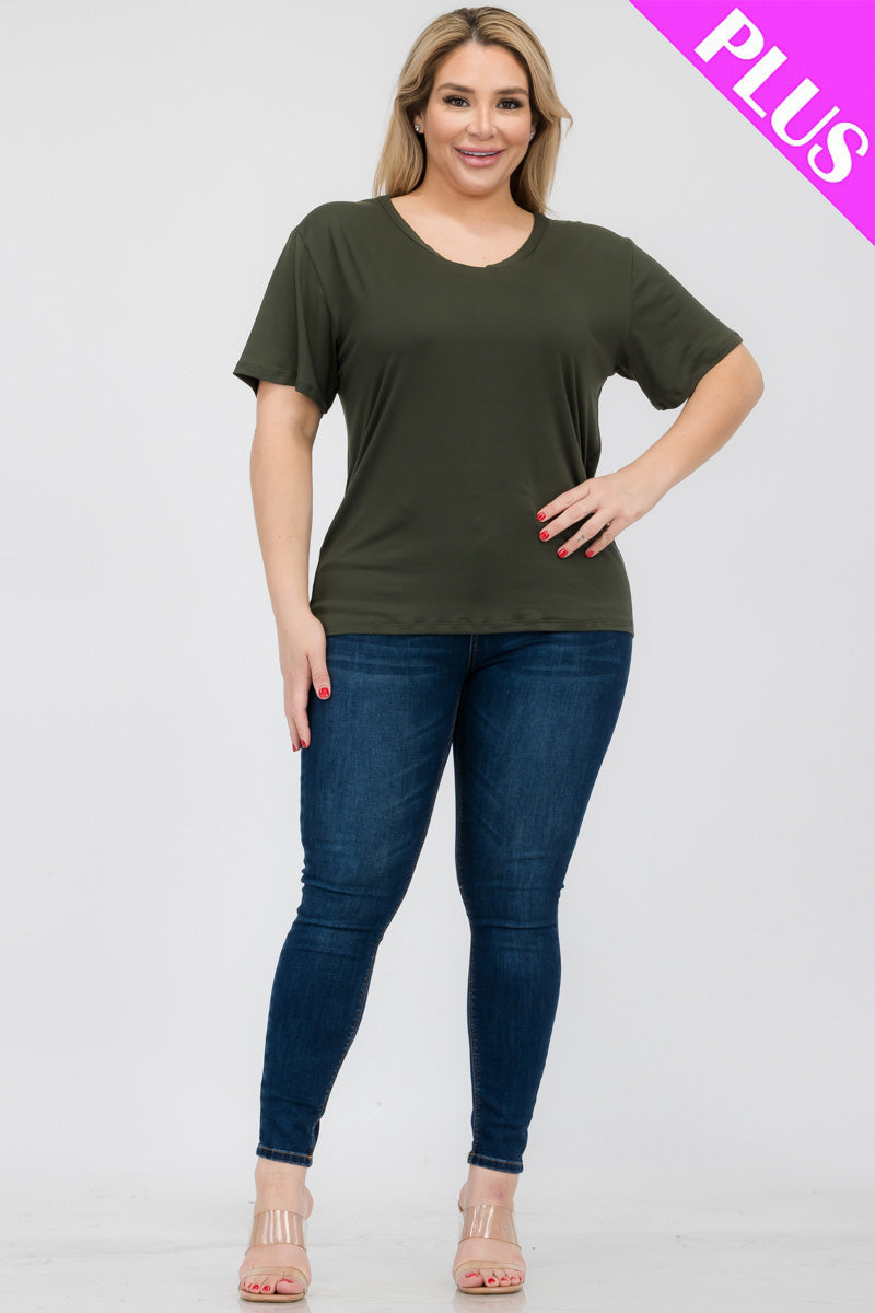 Plus Size Basic Short Sleeve T-shirt - Capella Apparel