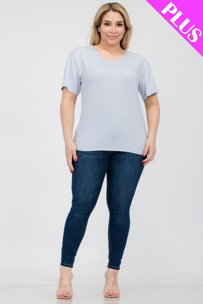 Plus Size Basic Short Sleeve T-shirt - Capella Apparel