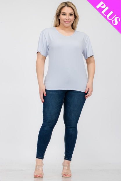 Plus Size Basic Short Sleeve T-shirt (CAPELLA) - Capella Apparel