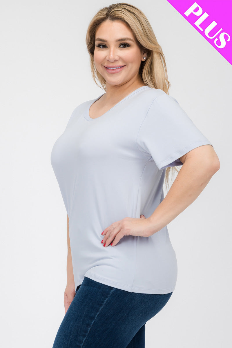 Plus Size Basic Short Sleeve T-shirt (CAPELLA) - Capella Apparel