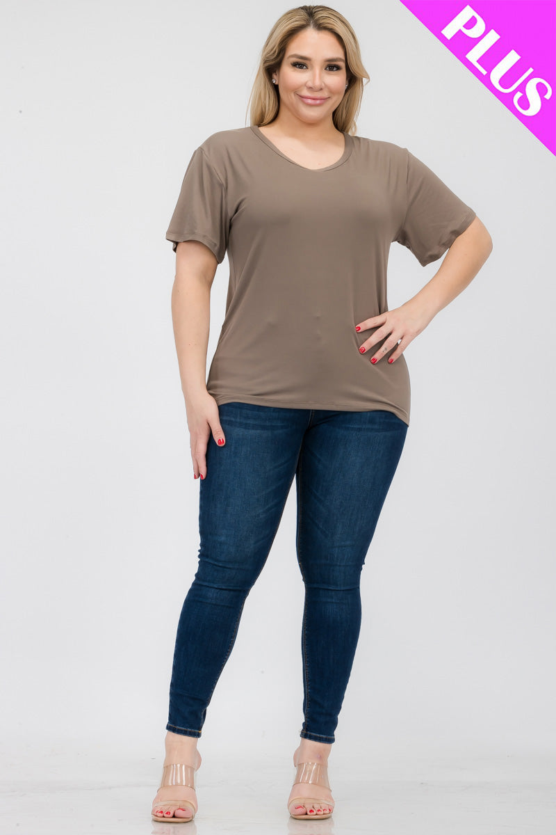 Plus Size Basic Short Sleeve T-shirt (CAPELLA) - Capella Apparel